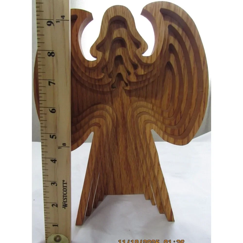 Nestled Wooden Angel wood art Christmas 3D Holy Religion